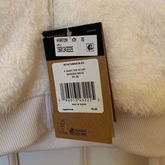 NWT The North Face Suave Oso Full-Zip Hooded Jacket - Kids. Gardenia White.